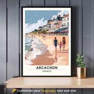 Impresión de Arcachón ? Póster Arcachon, Francia | Cuenca de Arcachón | Paseo familiar por la playa.