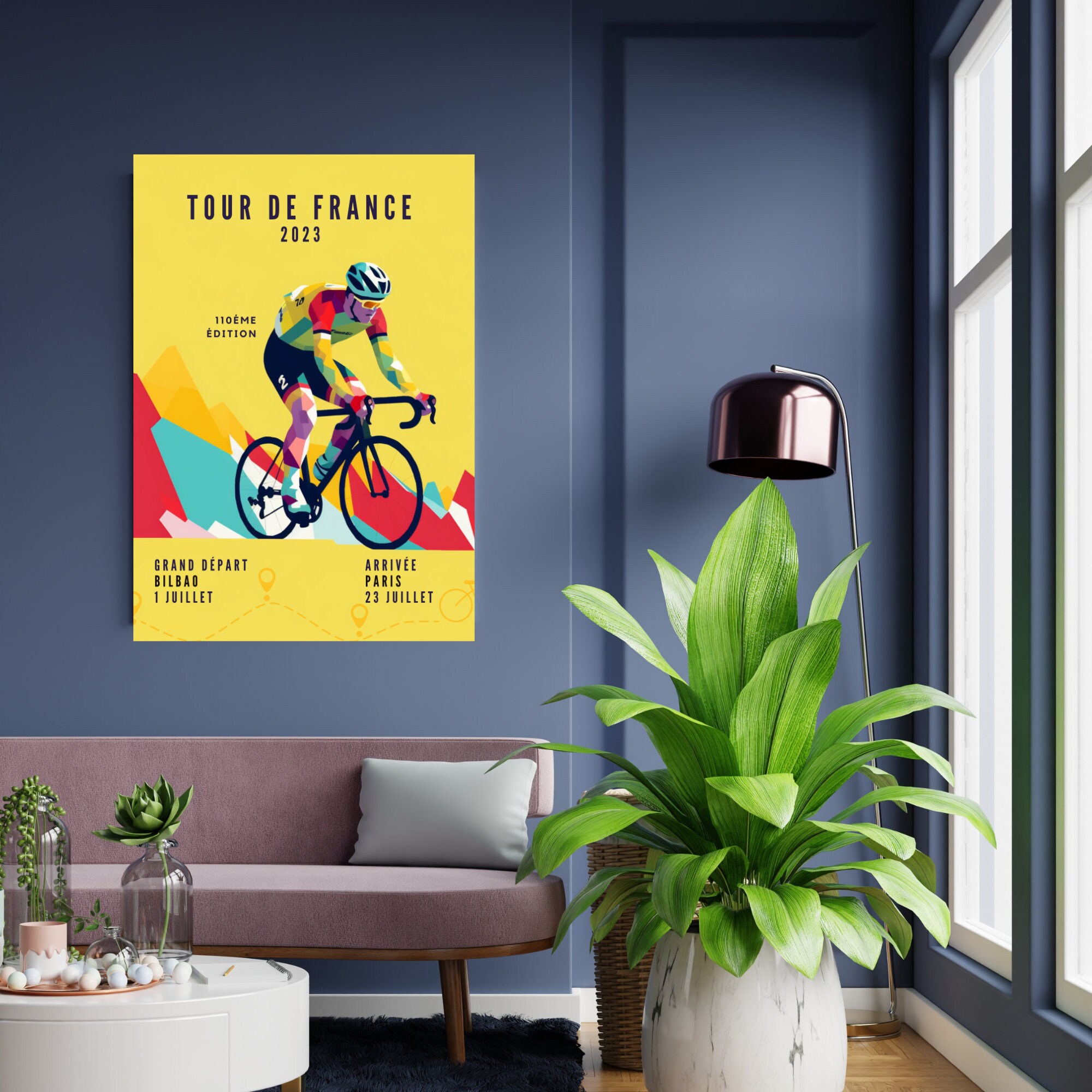 Affiche Tour De France - Départ Lille - Cyclistes Et Porte De Paris - 30 X 40 Cm
