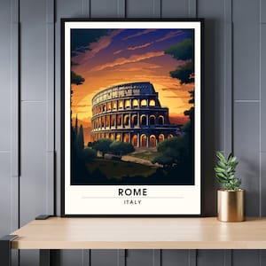 Rome Poster | Rome Travel Poster - Artistic Journey Print - Italian Souvenirs Collection - Coliseum