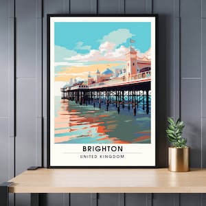 Brighton Poster - Brighton Reisedruck - Künstlerischer Stadtbilddruck - UK Souvenir Collection