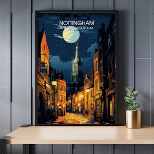 Nottingham Travel Poster - Artistic Cityscape Print - UK Souvenir Collection