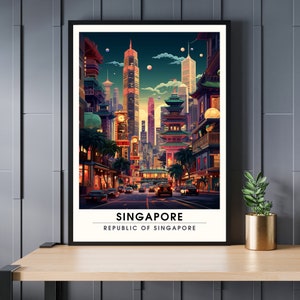 Singapore Printing | Travel poster Singapore at night
