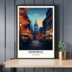 Imprimir Montreal, Quebec | Cartel de viaje de Montreal | Viejo Montreal de noche
