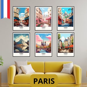 Conjunto de 6 carteles de París | Cartel de viaje de París | Conjunto de carteles de París Francia.