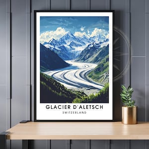 Poster del ghiacciaio dell'Aletsch | Poster da parete svizzero | Poster svizzero
