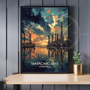 Afiche del Lago de Maracaibo | Cartel de viaje de Venezuela | Póster del lago