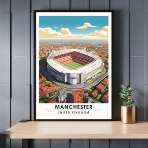 Póster Manchester | Impresión de viajes de Manchester ? Cartel de viaje de Manchester | Póster Old Trafford