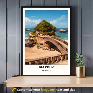 Cartel de Biarritz - impresión de viaje Biarritz, Francia - Le Rocher du Basta