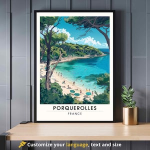 Poster dell'isola di Porquerolles, Francia - Stampa di viaggio Porquerolles, Hyères