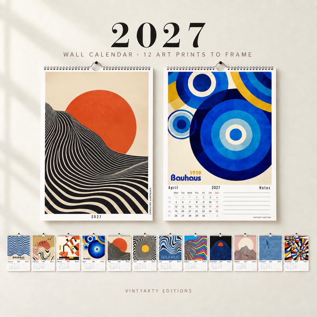2027年 バウハウス＆オプアート ウォールカレンダー – 額装用アート