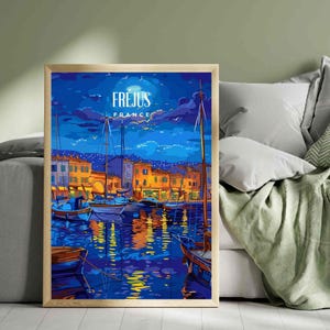 Cartel de Fréjus, Francia - Impresión de Fréjus - Viaje nocturno a la Costa Azul