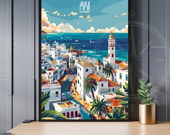 Algiers poster | Algiers travel poster| Poster Algeria | Casbah of Algiers