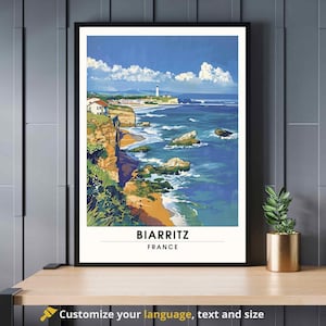 Cartel de Biarritz - Impresión de viaje de Biarritz, Francia - Faro de Biarritz