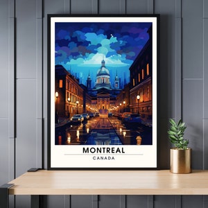 Print Montreal, Quebec | Montreal travel poster | Night trip to Montreal