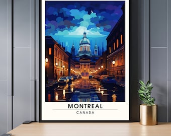 Drucken Montreal, Quebec | Montreal-Reiseplakat | Nachtausflug nach Montreal