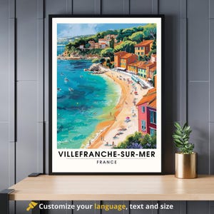 Affiche Villefranche-sur-Mer - Impression plage de Villefranche-sur-Mer - Côte d'Azur