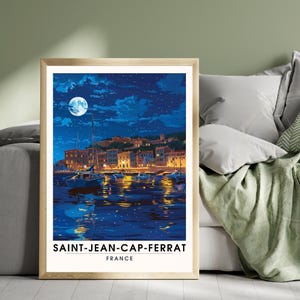 Travel poster Saint-Jean-Cap-Ferrat, France - Print Saint-Jean-Cap-Ferrat at night