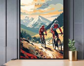 Savoie poster | Mountain bike poster | Mountain bike print - Savoie Mountain Biking Poster