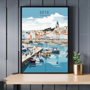 Poster Sète, Print Sète, port of Sète