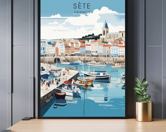 Poster Sète, Print Sète, port of Sète