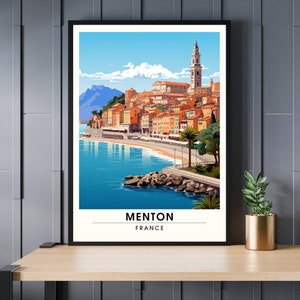 Menton Poster | Menton print | travel poster Menton, France | French Riviera poster