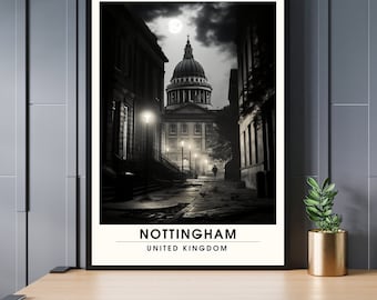 Nottingham Travel Poster - Artistic Cityscape Print - UK Souvenir Collection