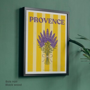 Provence Lavender Poster – Yellow Striped Wall Art – French Countryside Print image 2