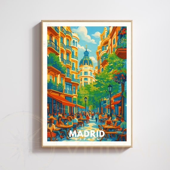 Madrid Poster | Vintage Travel Print Spain | European City Wall