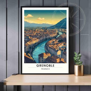 Grenoble Poster | Grenoble print, France - Sky view