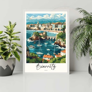 Cartel de Biarritz - impresión de viaje Biarritz, Francia - Vista de la playa de Biarritz