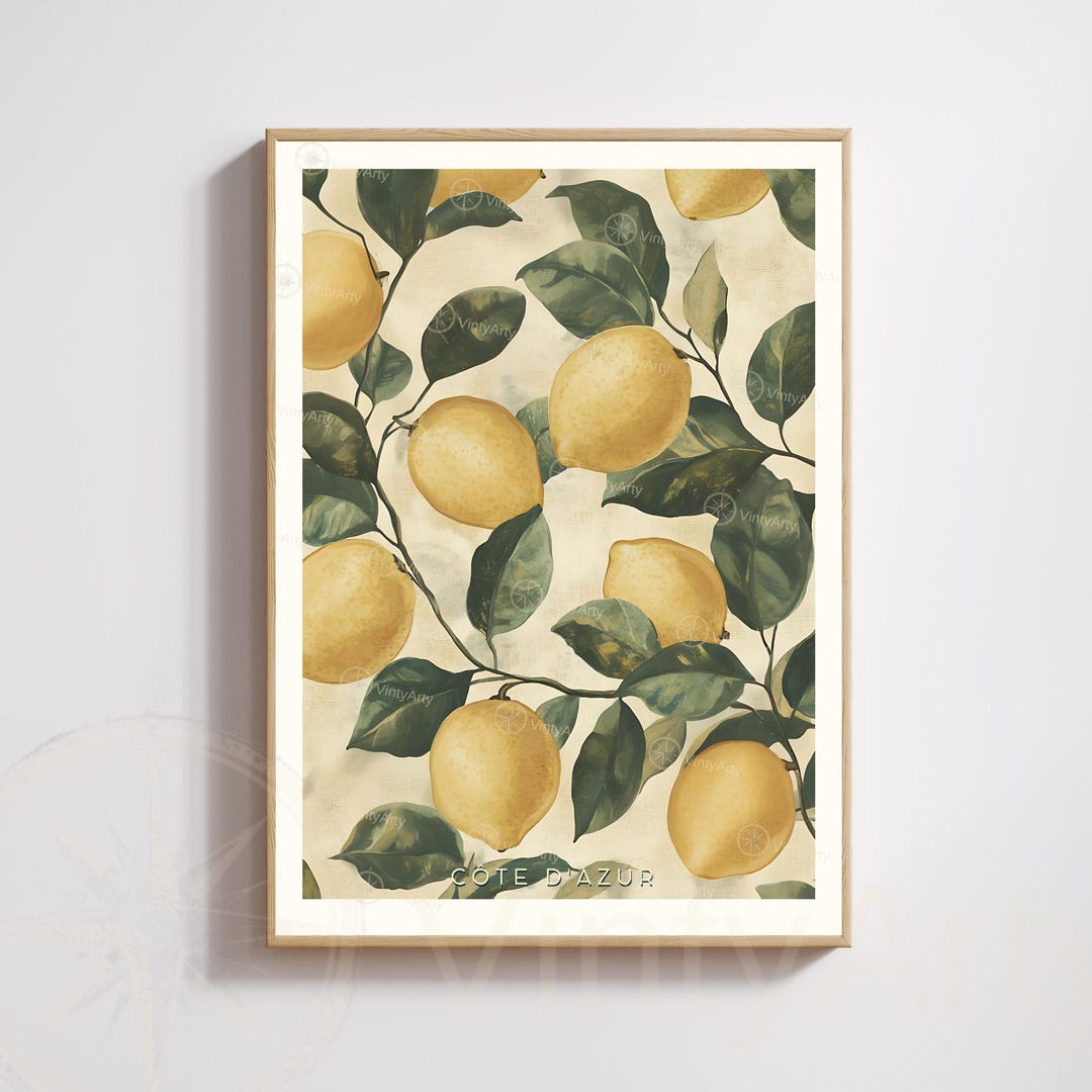 Côte D’azur Poster – Lemons of Menton | Vintage Mediterranean Fruit ...