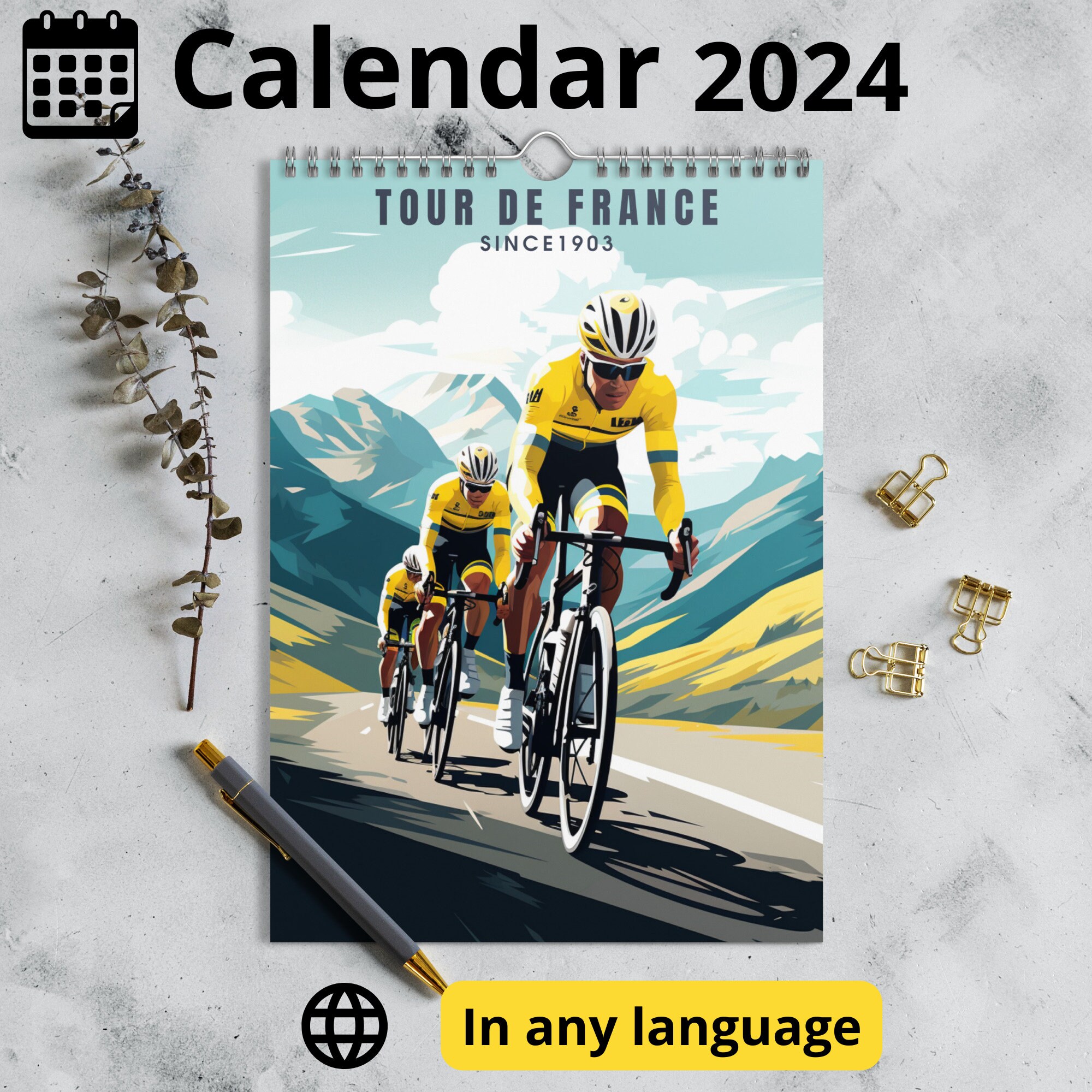 2024 Tour De France Calendar Tour De France Calendar 25 Original  Illustrations - Etsy
