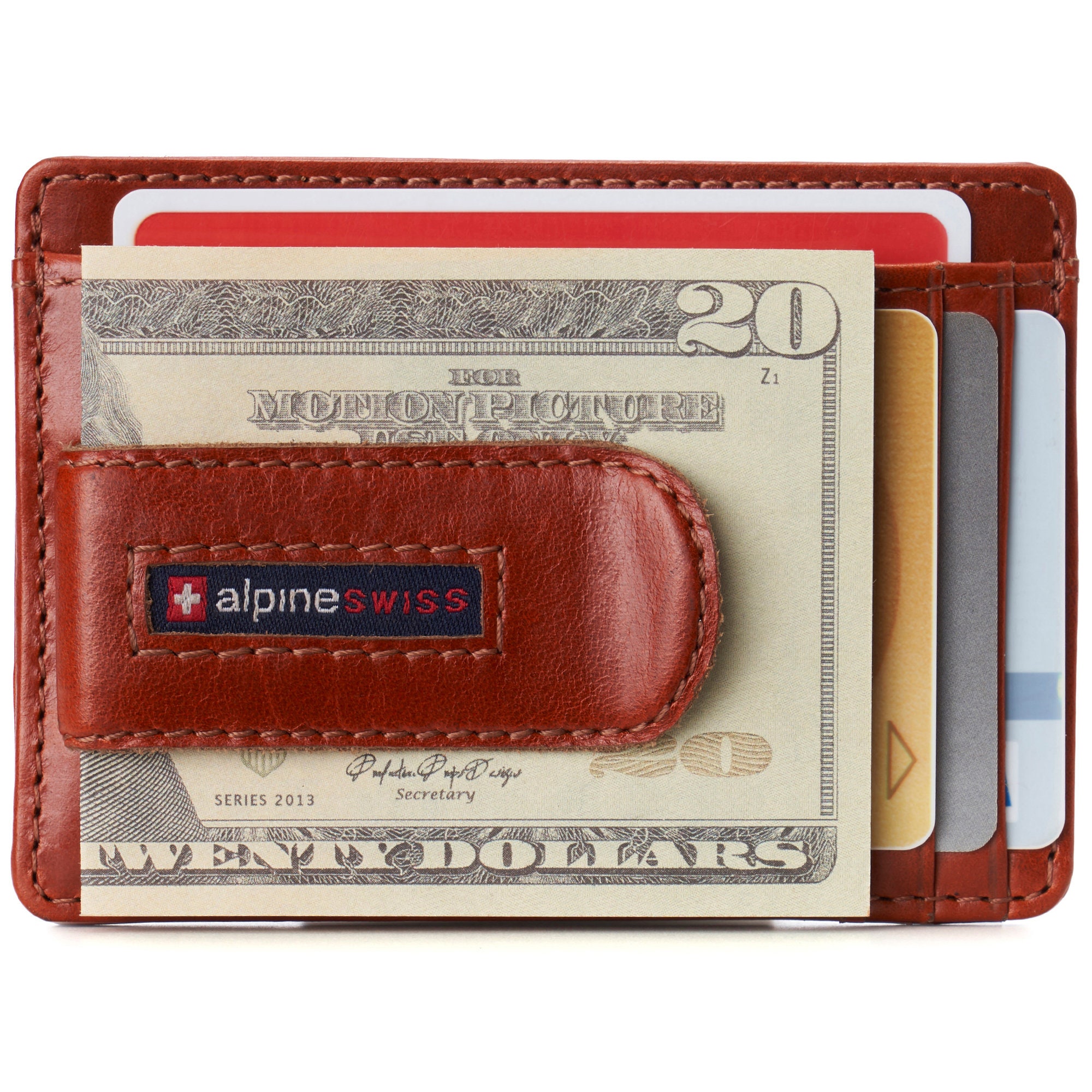 Alpine Swiss Men Rfid Safe Minimalist Front Pocket Wallet Leather Thin Card Case, Size: One size, Black