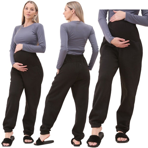 Ladies Maternity Fleece Jogger Soft And Stretchy For Pregnancy Trouser UK