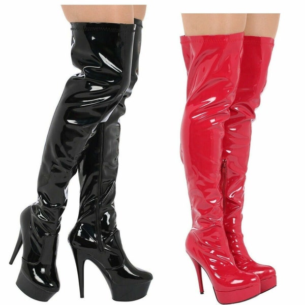 Ladies Party Thigh High Over Knee Fetish Platform Stiletto Heel Full Zip Boots