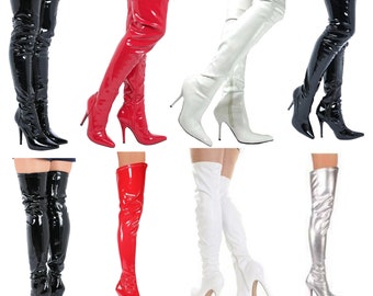 Womens Ladies Thigh High Over The Knee Zip up High Heel Long Boots Sizes 3-12 UK