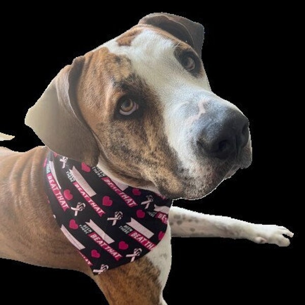 Dog/Cat Bandana XXL XXS Breast Cancer Awareness Survivor Ribbon