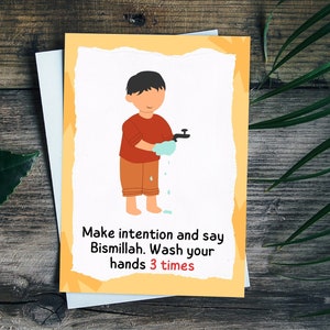 Wudu-instructies in het Engels | Wudhu onderwijzen | Wudu-flitskaarten | Wudu-grafiek | Leer Wudu | Wodu stap voor stap | Wassing stappen | Wudu-stappen
