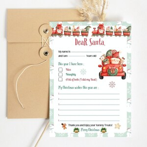 Querido Santa / Carta de los niños a Santa / Carta de Santa / Navidad / Navidad imprimible / Lista de deseos de Navidad / carta de los niños a Santa