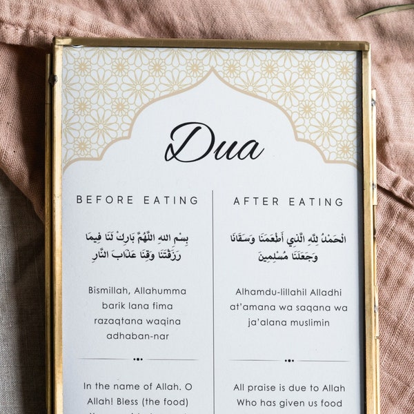 Dua Wall Art for Kitchen | Islamic dining room | Dua before eating | Dua After Eating | Islamic Kitchen art | Dua wall art with translation