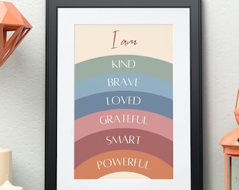 Affirmations | Playroom Wall Decor | Rainbow Affirmations Poster | Classroom Decor | I am affirmations | Kids Affirmations Poster | EYFS |