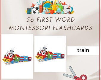 56 First word Flashcards | Flashcards for Toddlers | Children Flashcards | Animal flashcards | Montessori | Baby first words