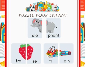Puzzle Montessori Imprimable (PDF)| Jeux de puzzle d'association et de tri für enfants | Karteikarten | Etui-Tte |