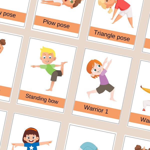 Yoga Poses flashcards for children Preschool activity | Kids flashcards | Kids activities | Kids Yoga | Yoga pose | Games | Yoga Montessori