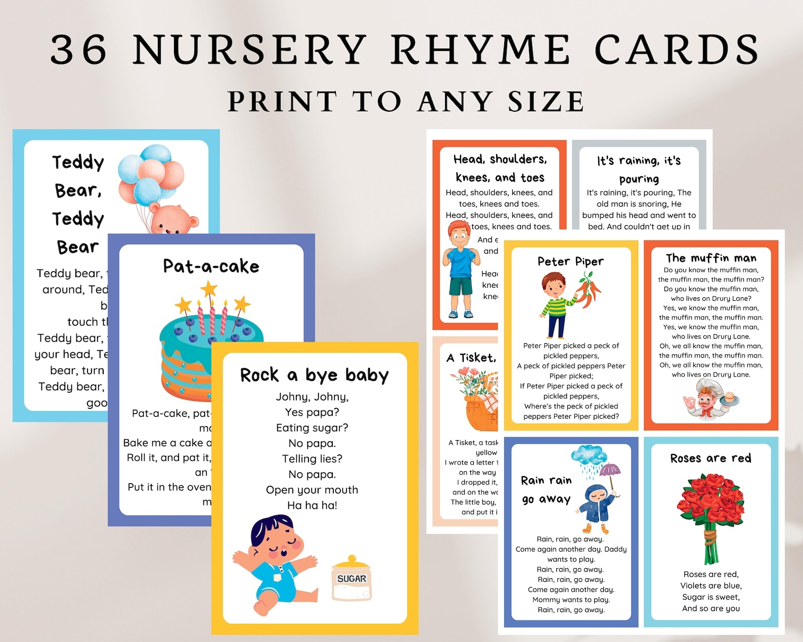 36 Nursery Rhyme cards