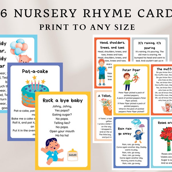 36 Nursery Rhyme cards | Preschool Learning | Preschool songs | SEN | EYFS song props | Communication and Language support | Nursery| EYFS