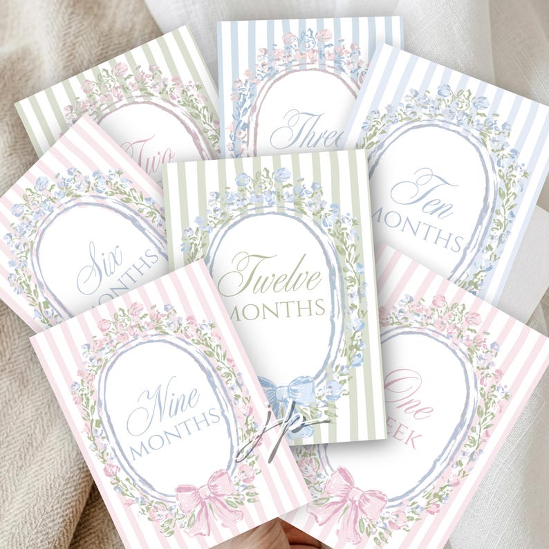 Vintage Baby Monthly Milestone Cards Set Grandmillennial Flowers ...