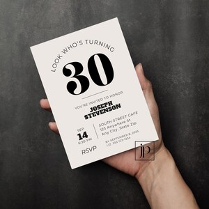 Men’s Modern 30th Birthday Invitation Editable Minimalist 50th Party Invite Template 40th Adult Birthday Digital Download for Canva image 5
