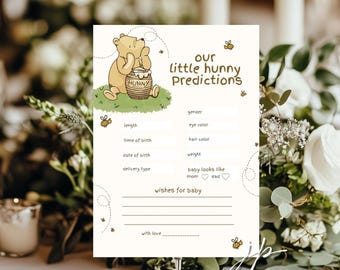 Printable Pooh Baby Predictions Game Card Our Little Hunny Wishes Brunch Shower Activity Gender Neutral Instant Digital Download