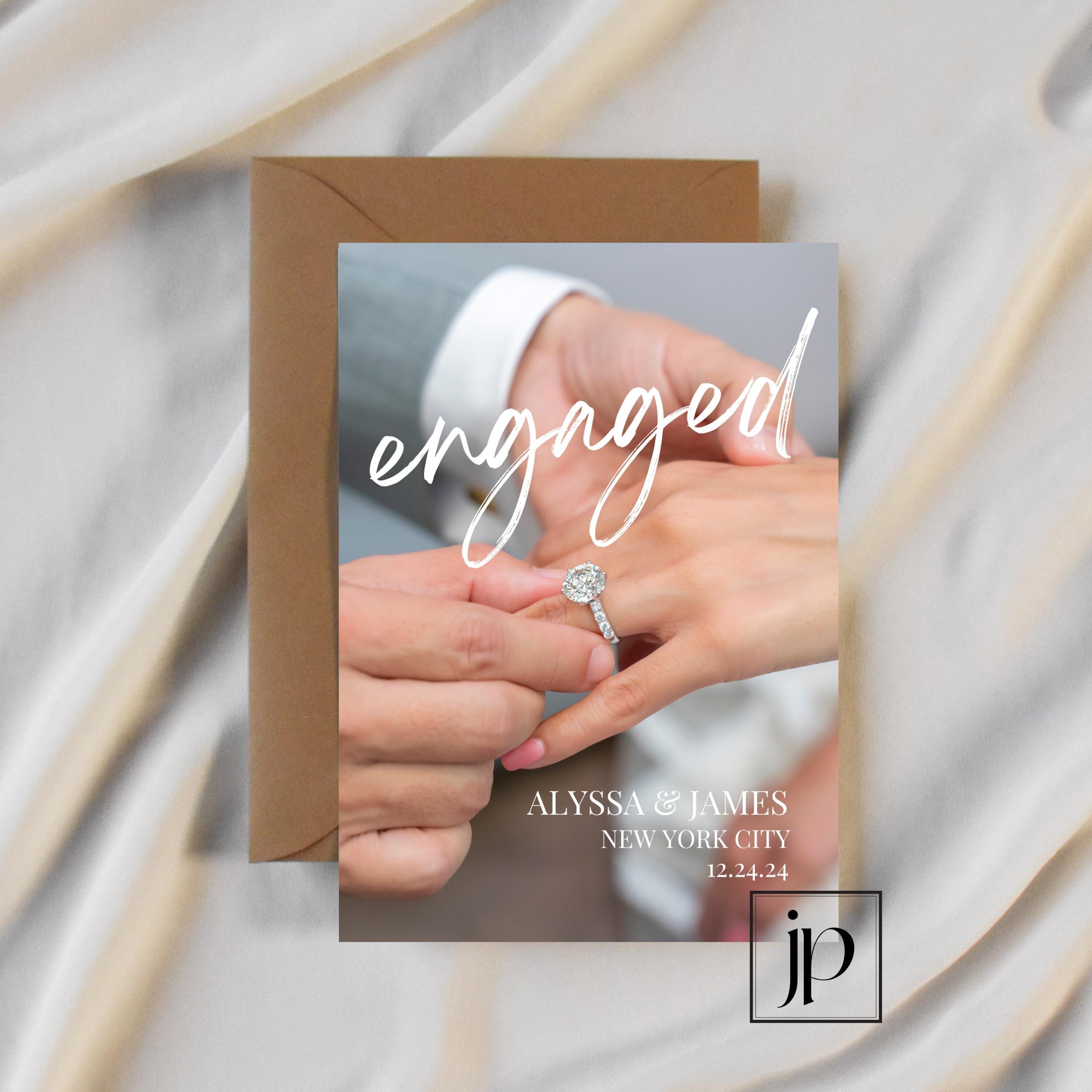 Minimalist Engagement Announcement Photo Template Editable Engaged Card ...